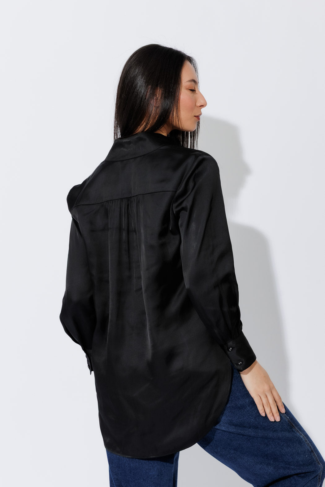 Black Piped Collar Blogger Shirt