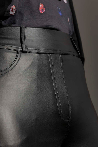 Black Waxed Pull On Pant