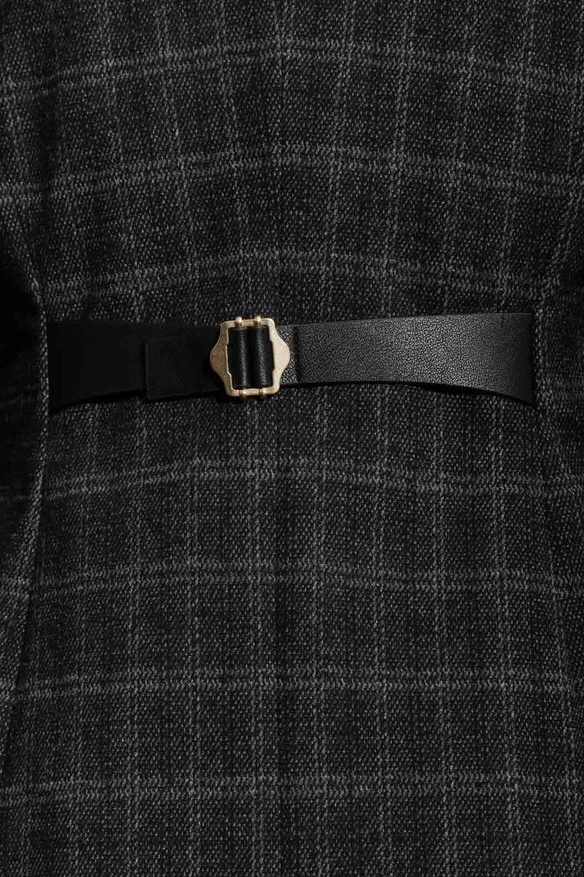Charcoal Check Sisca Belt Blazer Charcoal Check
