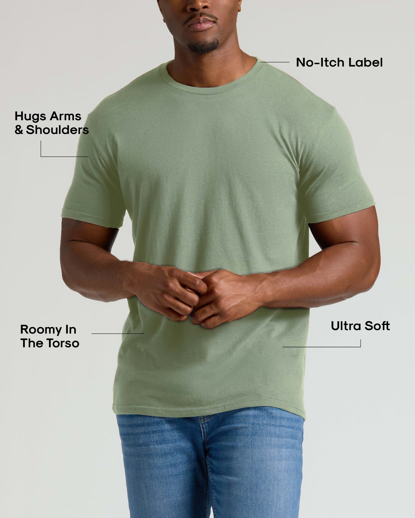 Sage Green Tall Straight Hem Crew Neck T-Shirt