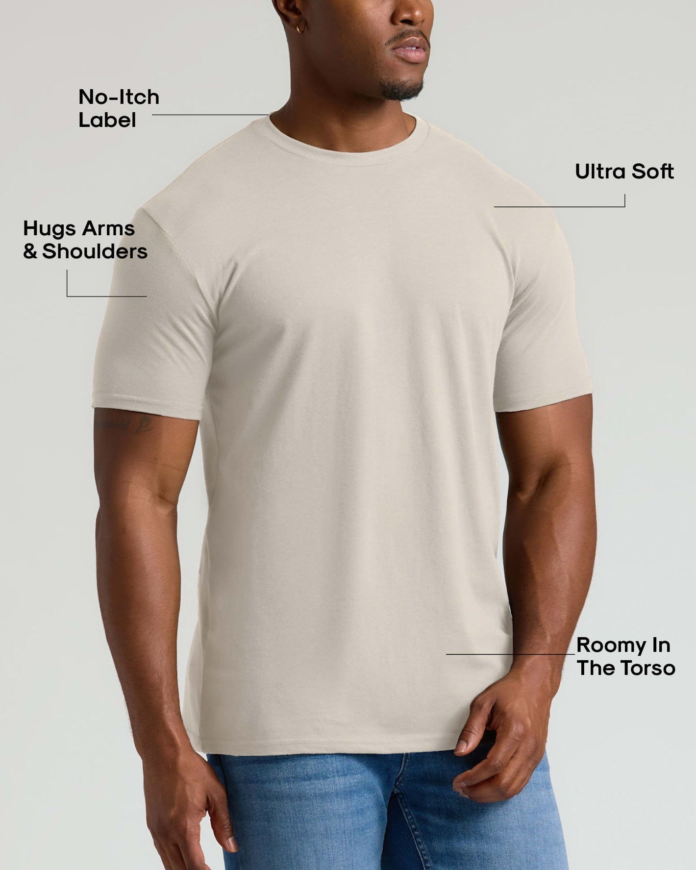 Oatmeal Tall Straight Hem Crew Neck T-Shirt