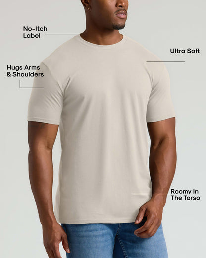 Oatmeal Tall Straight Hem Crew Neck T-Shirt