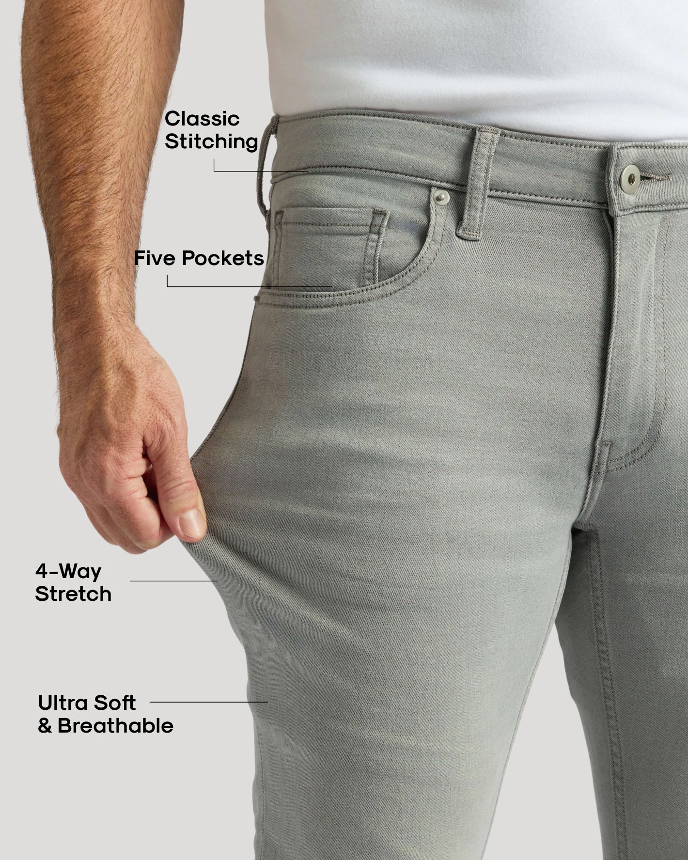 Medium Gray Wash Slim Comfort Stretch Jeans