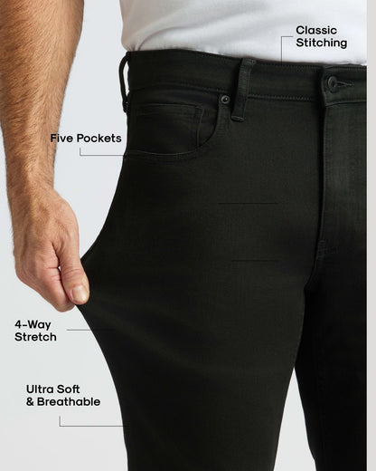 Black & Gray Wash Straight Comfort Stretch Jeans 2-Pack
