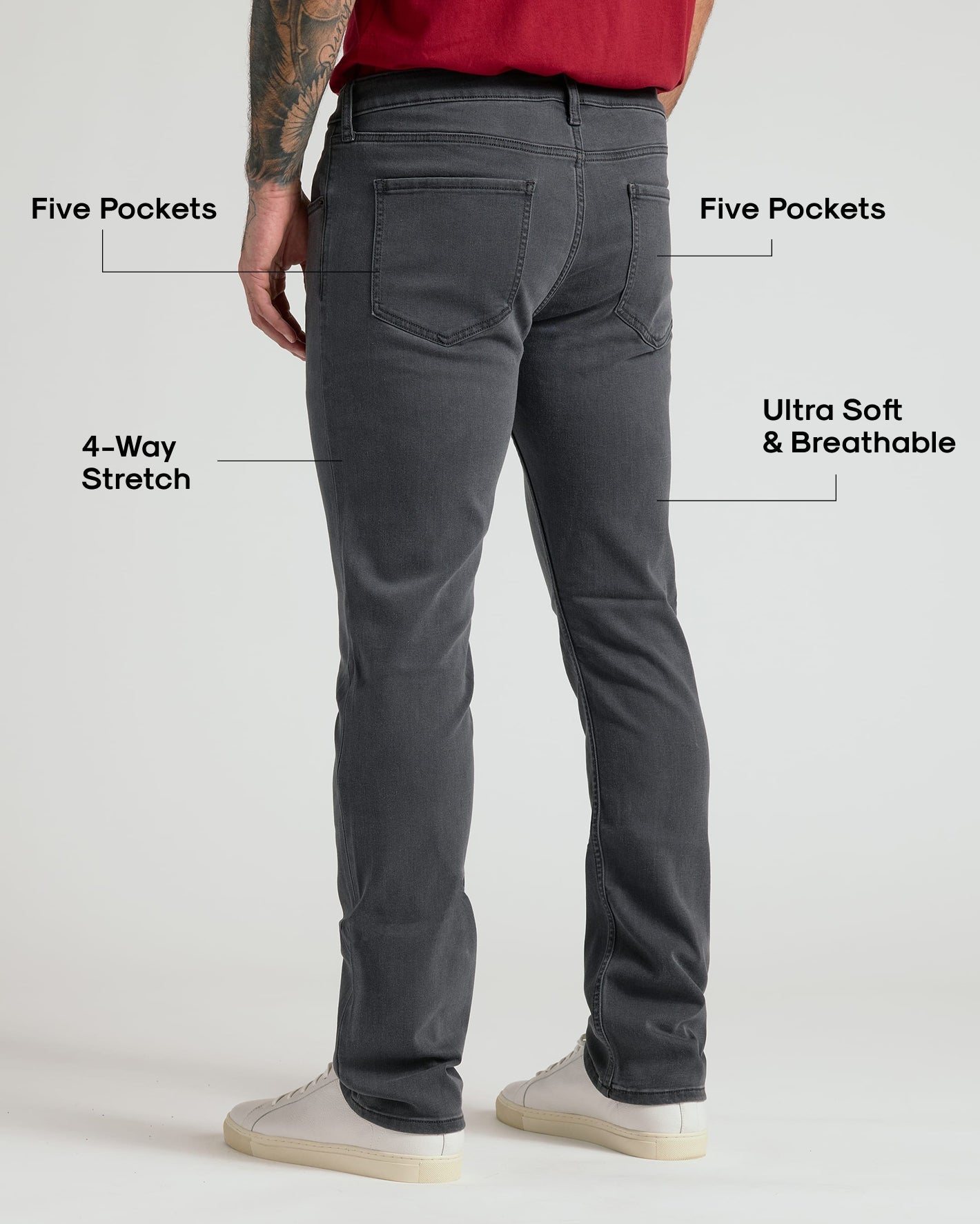 Gray Wash Straight Comfort Stretch Jeans