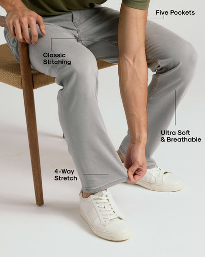 Medium Gray Wash Straight Comfort Stretch Jeans