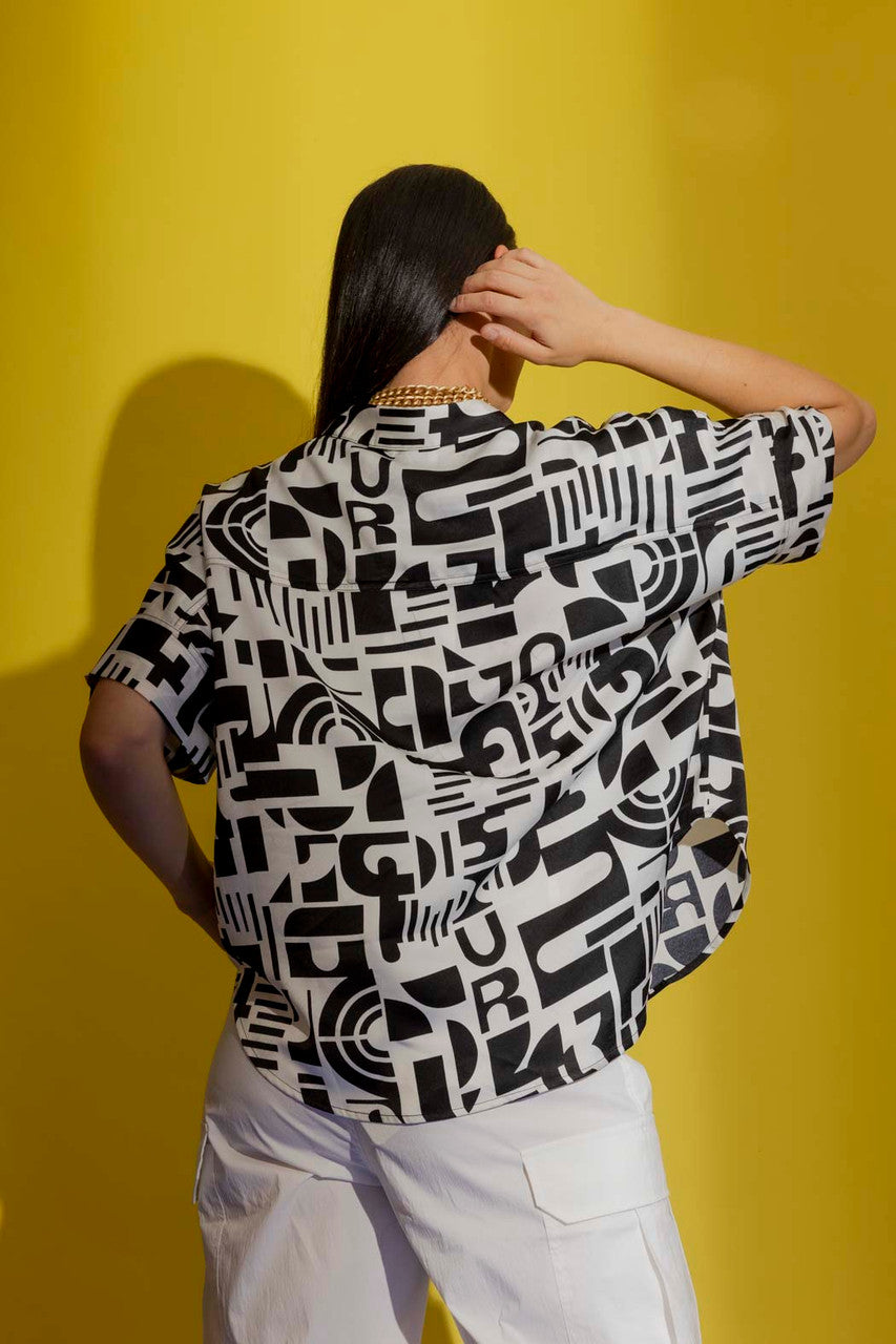 Black/White Crop Blake Shirt