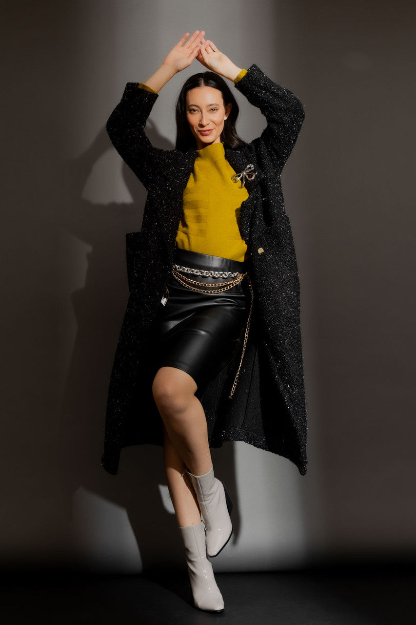 Black Faux Leather Pencil Skirt