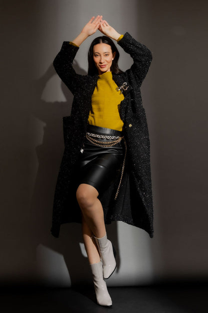 Black Faux Leather Pencil Skirt