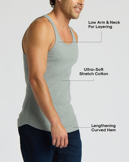 Heather Gray Ribbed Curved Hem Tank