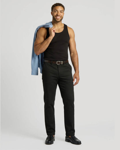 Black Ribbed Curved Hem Tank
