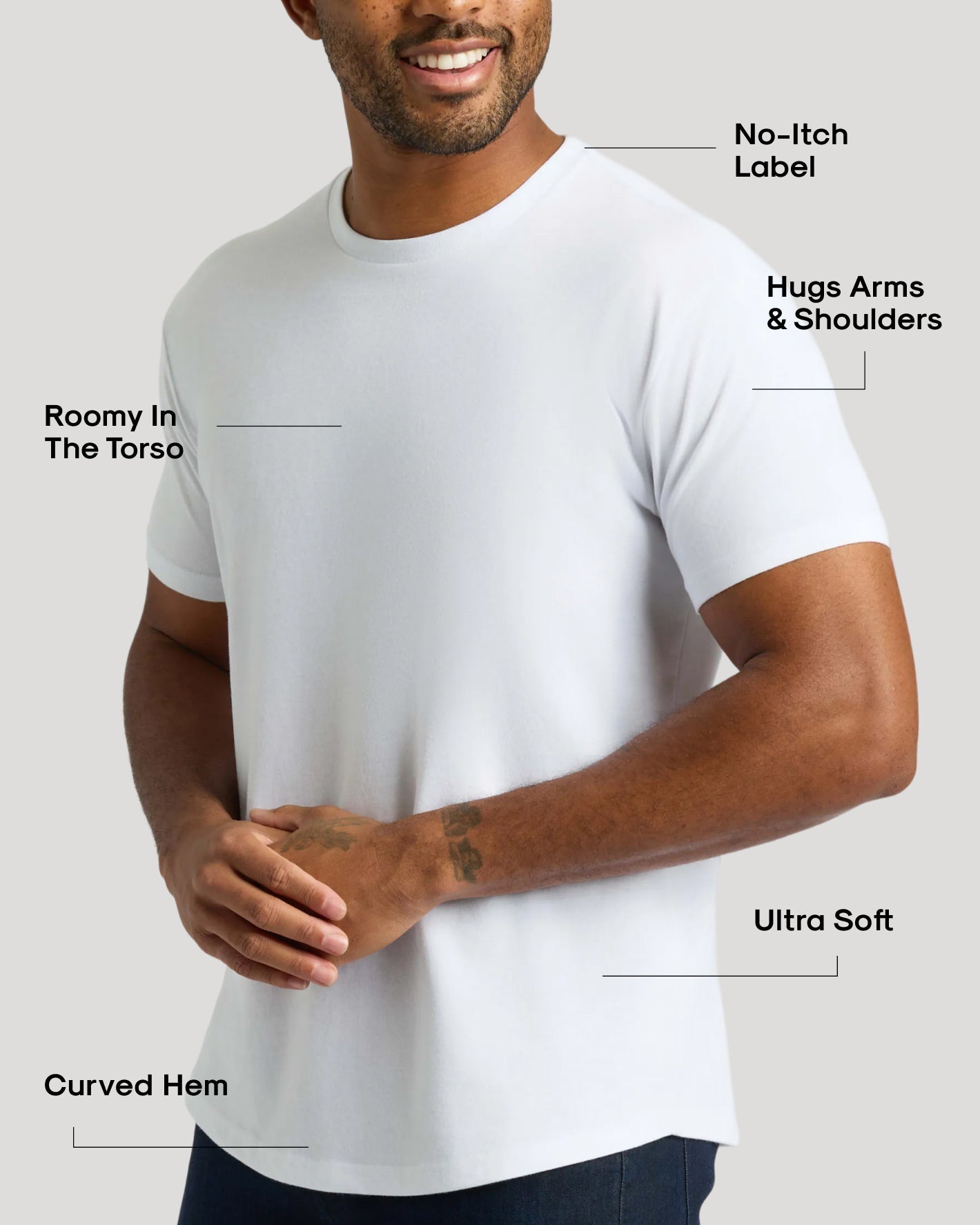 White Curved Hem Classic Crew Neck 6-Pack