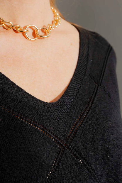 Black Criss-Cross V-Neck Jumper Black S