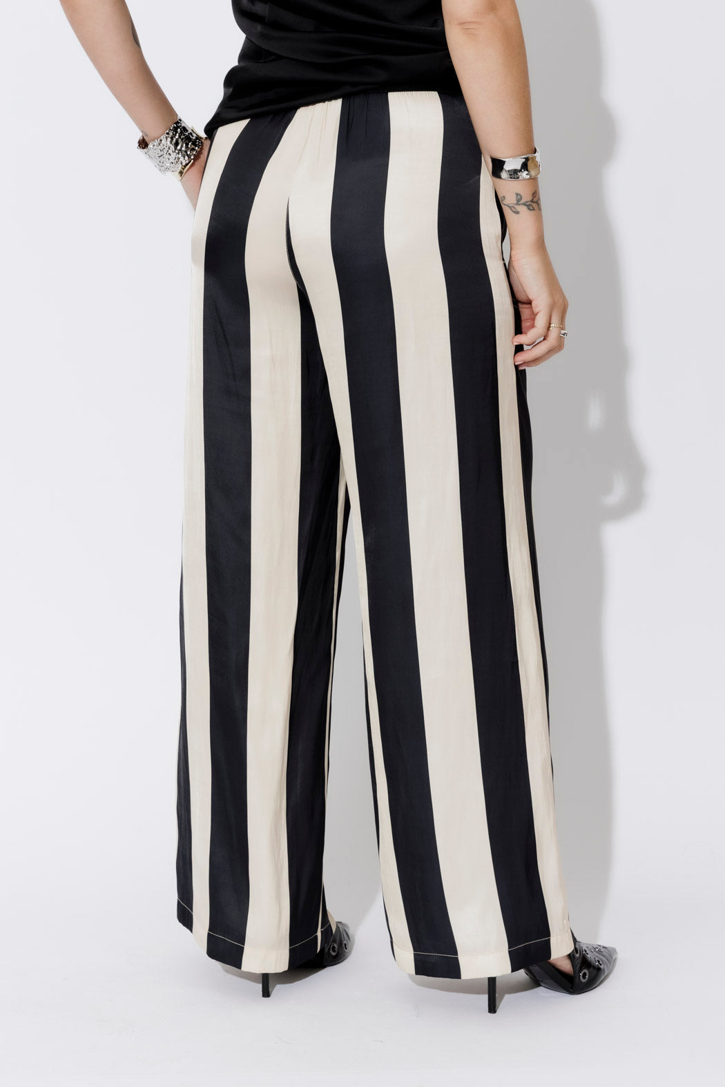 Black/Beige Wide Leg Pant