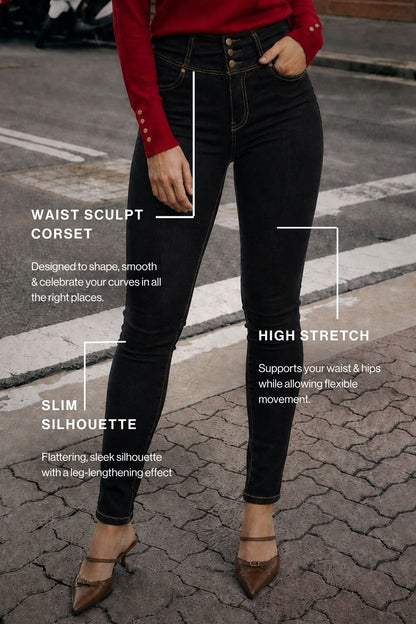 Black Waist Sculpt Corset Jean