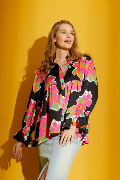 Black Floral Quinn Shirt