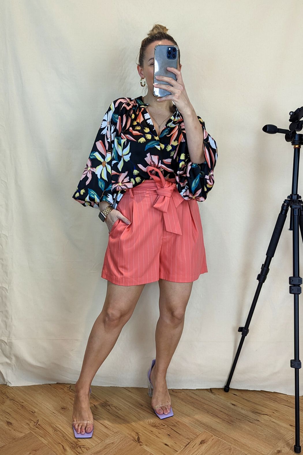 Black Floral Silky Bailey Blouse - Final Sale