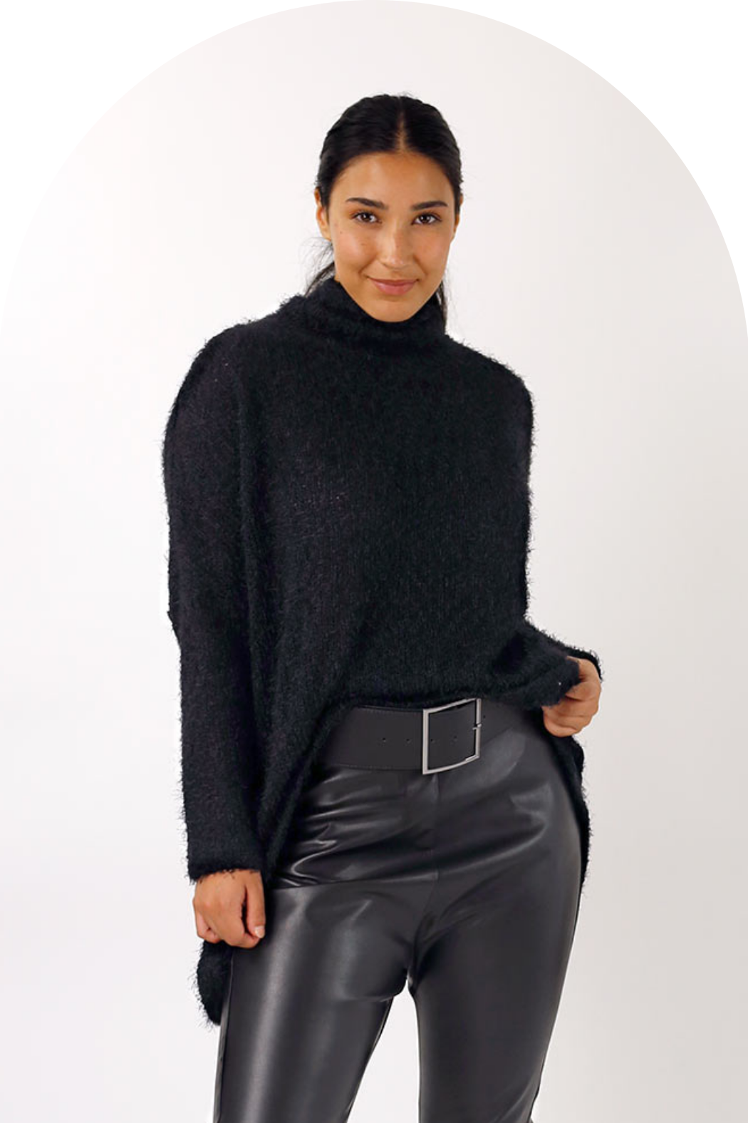 Black Fluffy Hi-Lo Jumper - SALE
