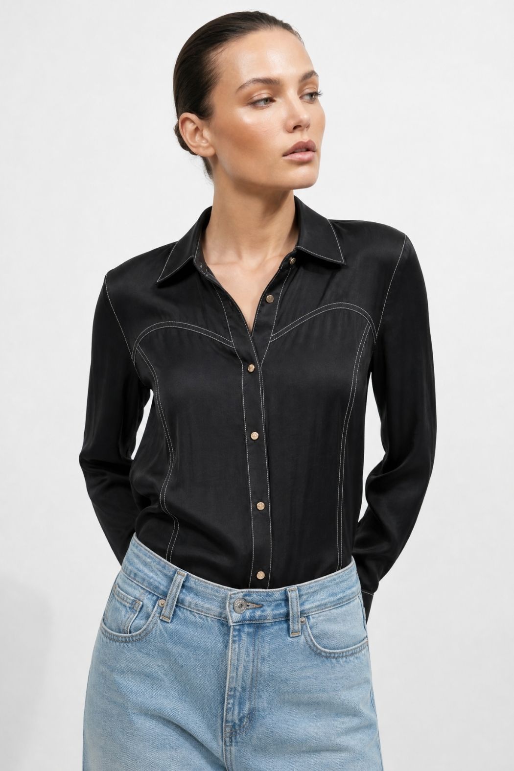 Black Glow Bustier Shirt