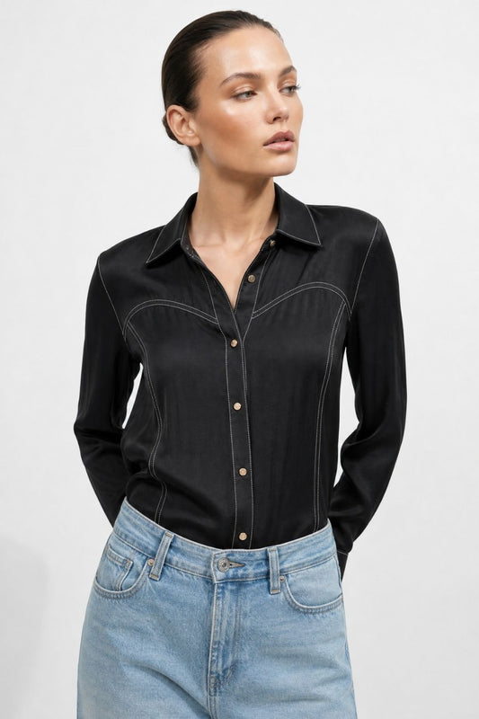 Black Glow Bustier Shirt