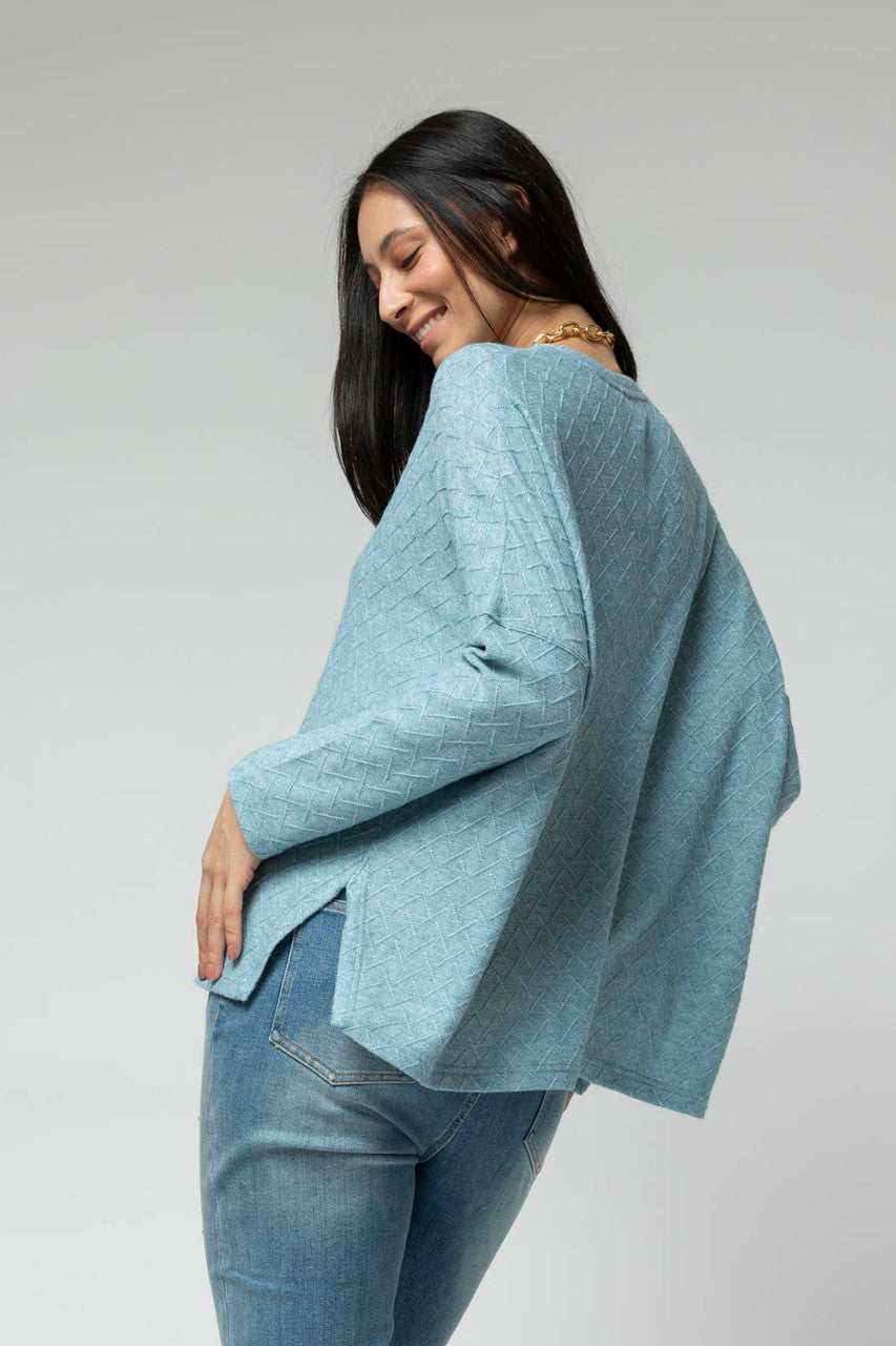 Blue Lurex Crew Neck Jumper- Sale