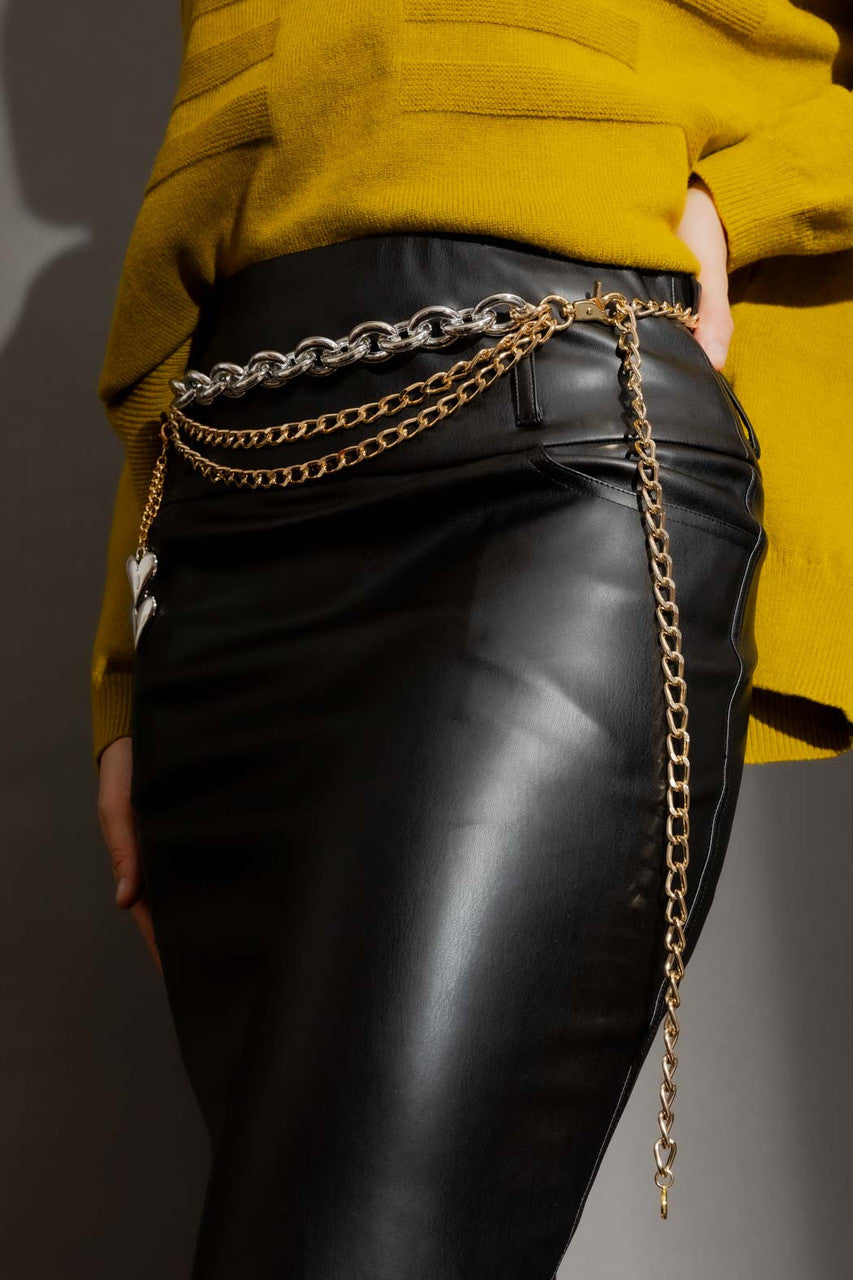 Black Faux Leather Pencil Skirt