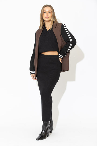 Black Back Split Rib Skirt