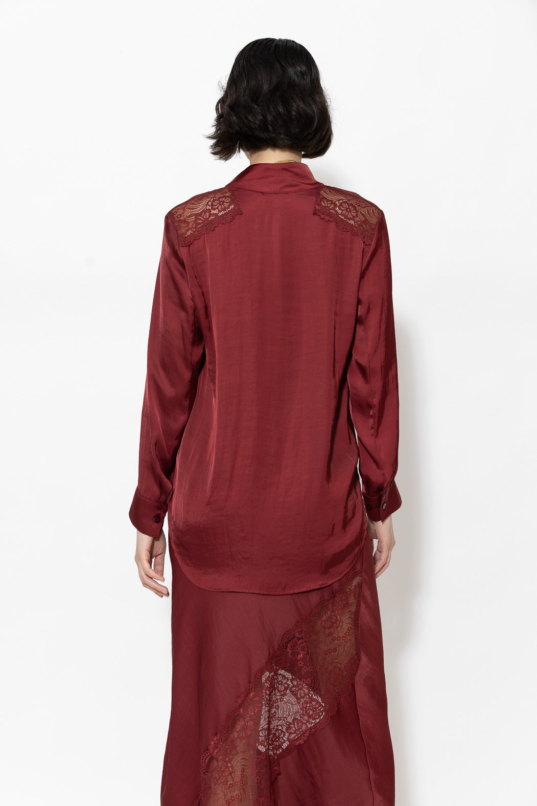 Burgundy Glow Lace Blogger Shirt