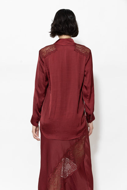 Burgundy Glow Lace Blogger Shirt