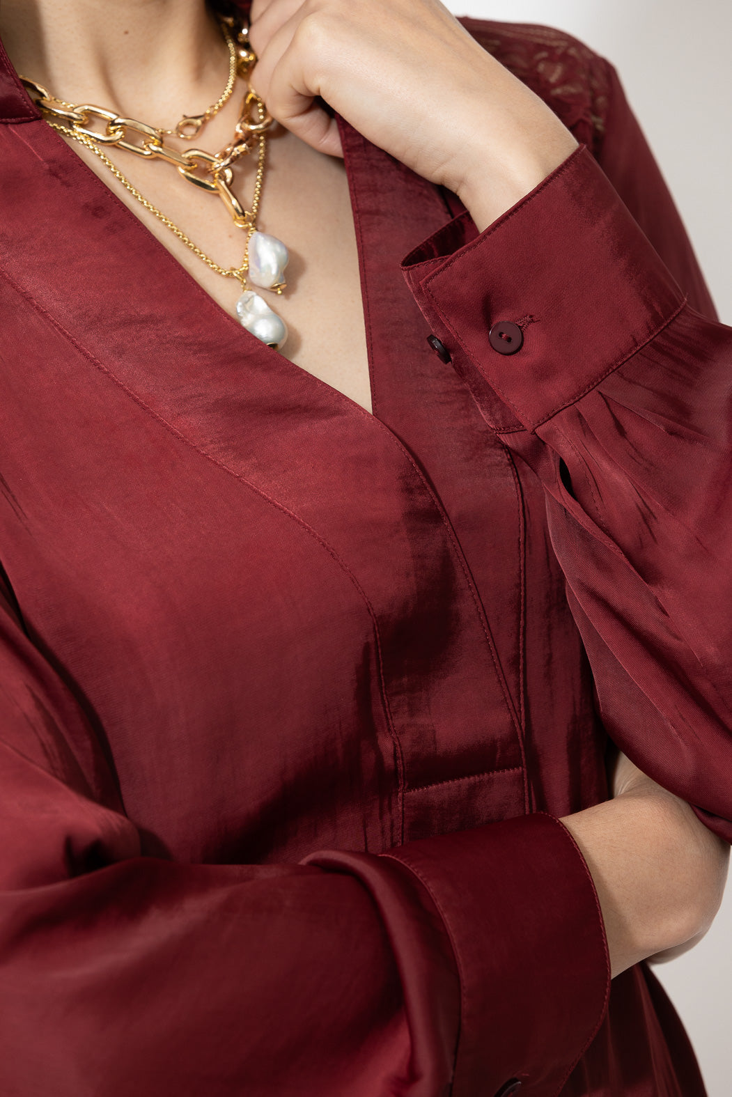 Burgundy Glow Lace Blogger Shirt