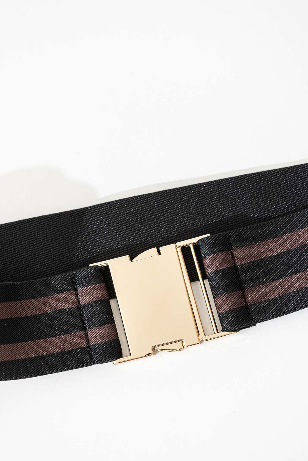 Brown Stripe Elasticated Belt
