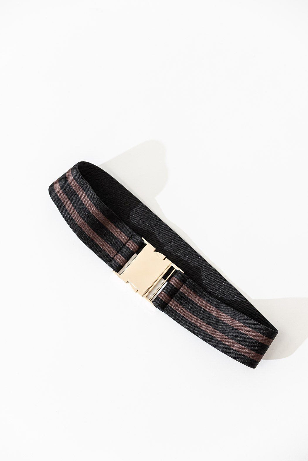 Brown Stripe Elasticated Belt