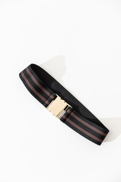 Brown Stripe Elasticated Belt