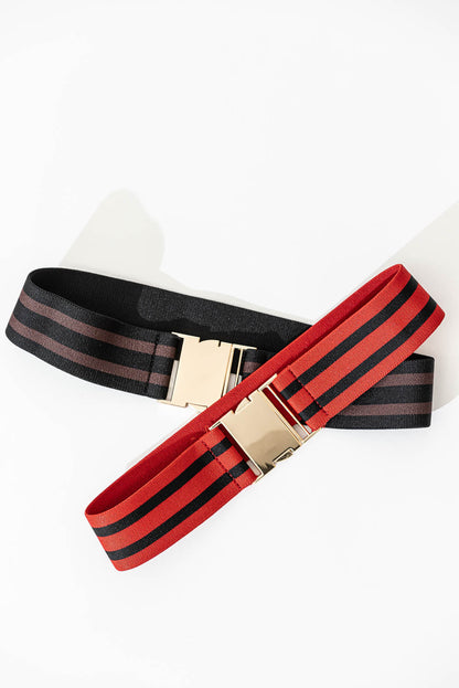 Brown Stripe Elasticated Belt