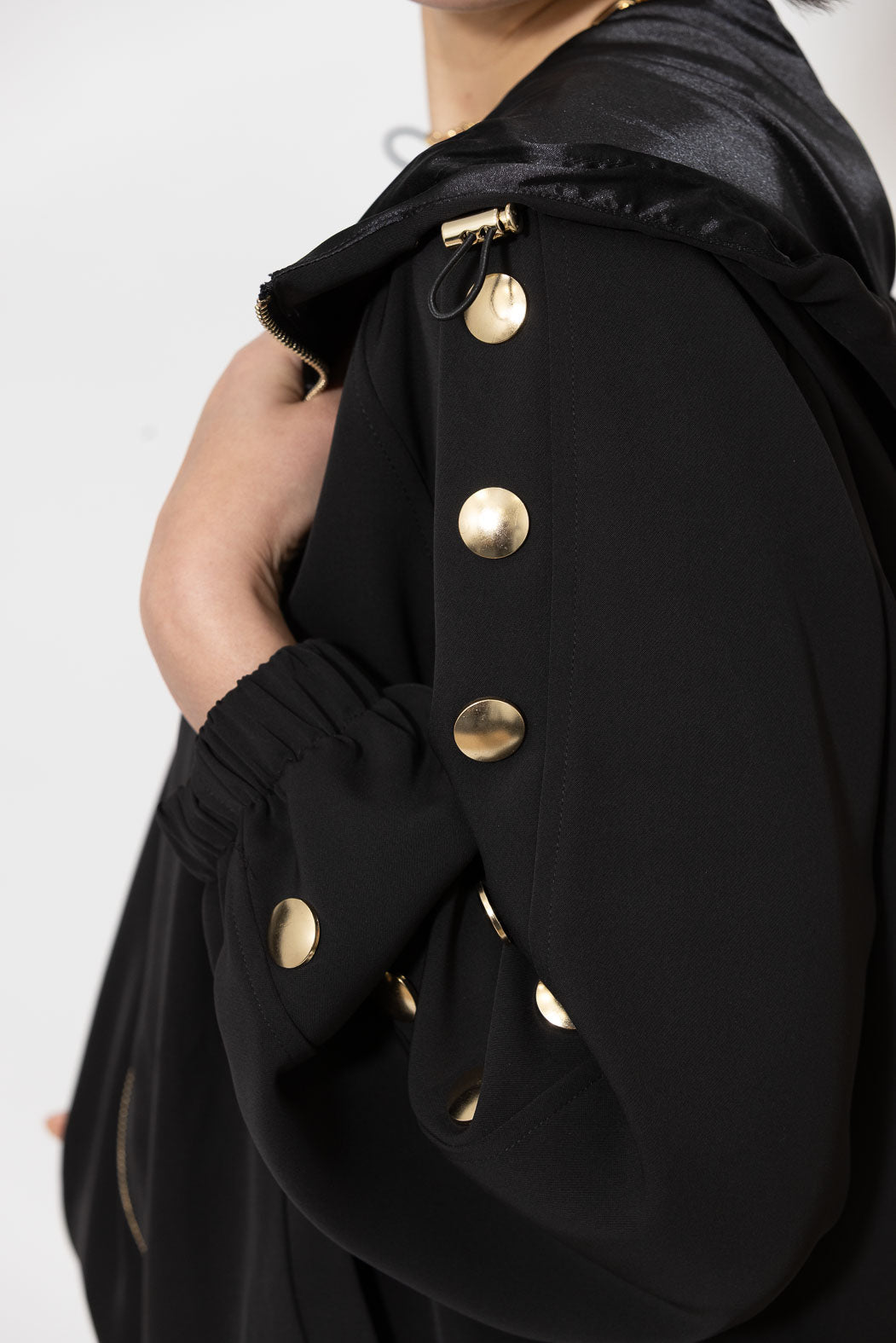 Black Euro Stud Hooded Jacket