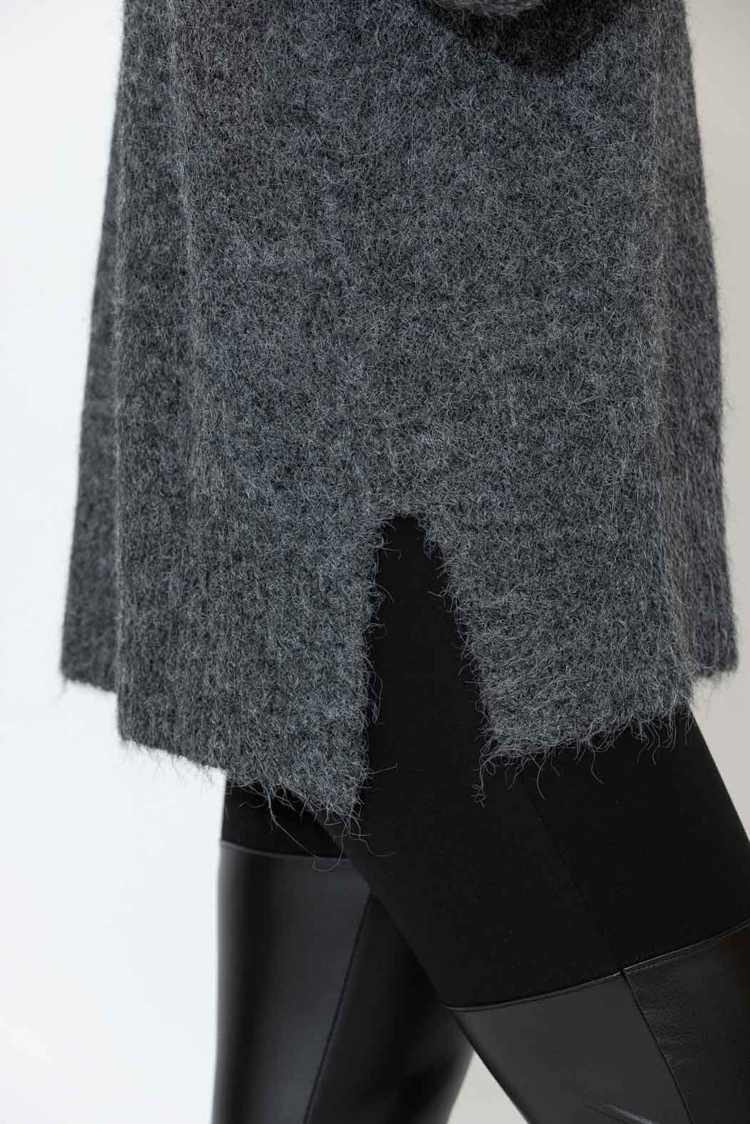 Charcoal Fluffy Front Seam Tunic