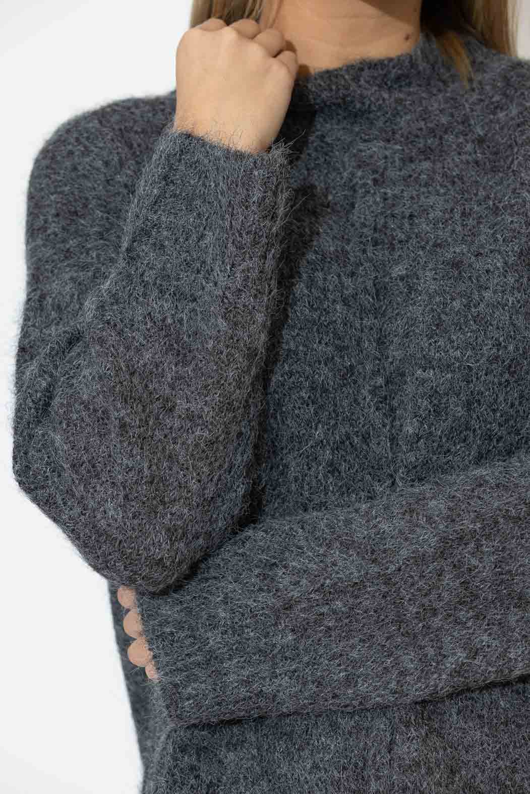 Charcoal Fluffy Front Seam Tunic