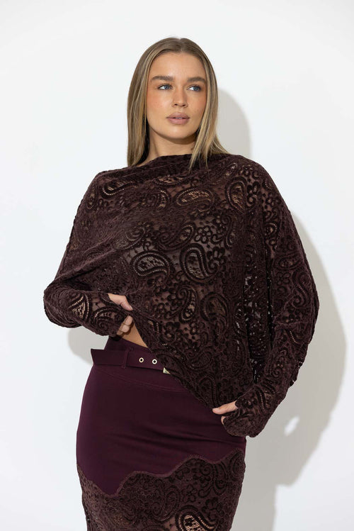 Burgundy Lace Milan Top