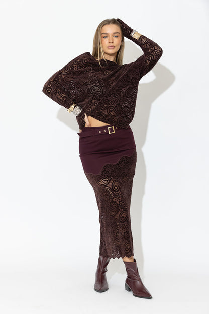 Burgundy Lace Milan Top