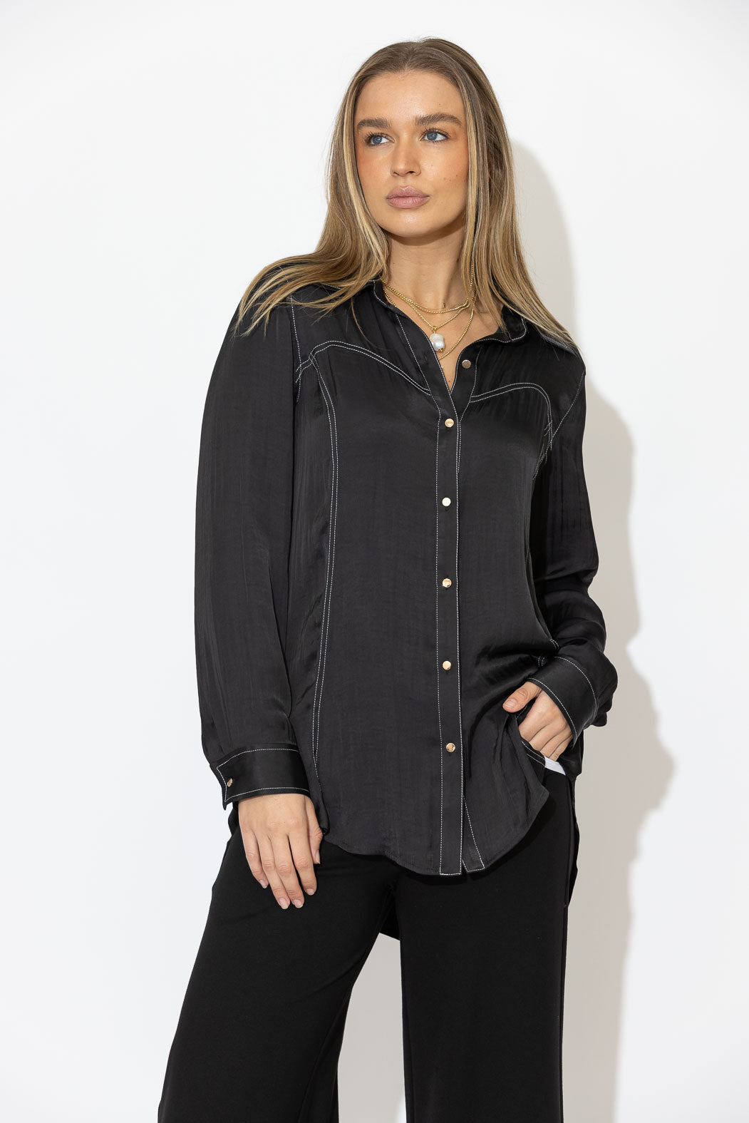 Black Glow Bustier Shirt