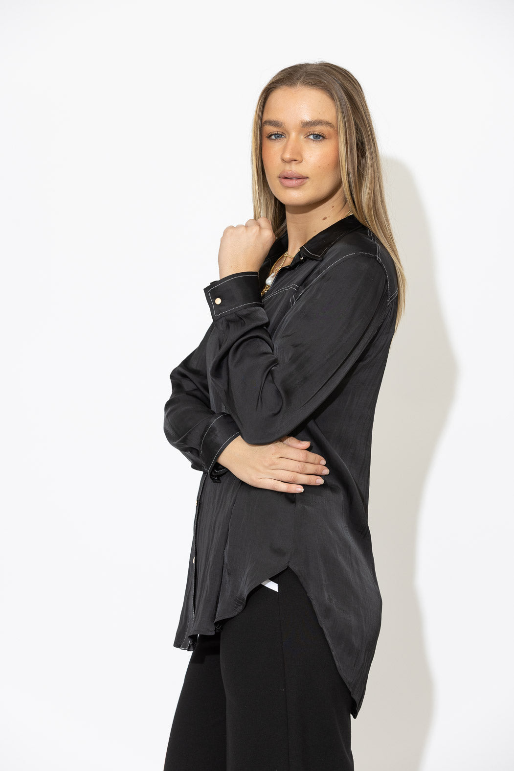 Black Glow Bustier Shirt