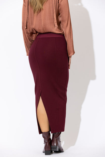 Burgundy Ponte Waist Shaper Miracle Skirt