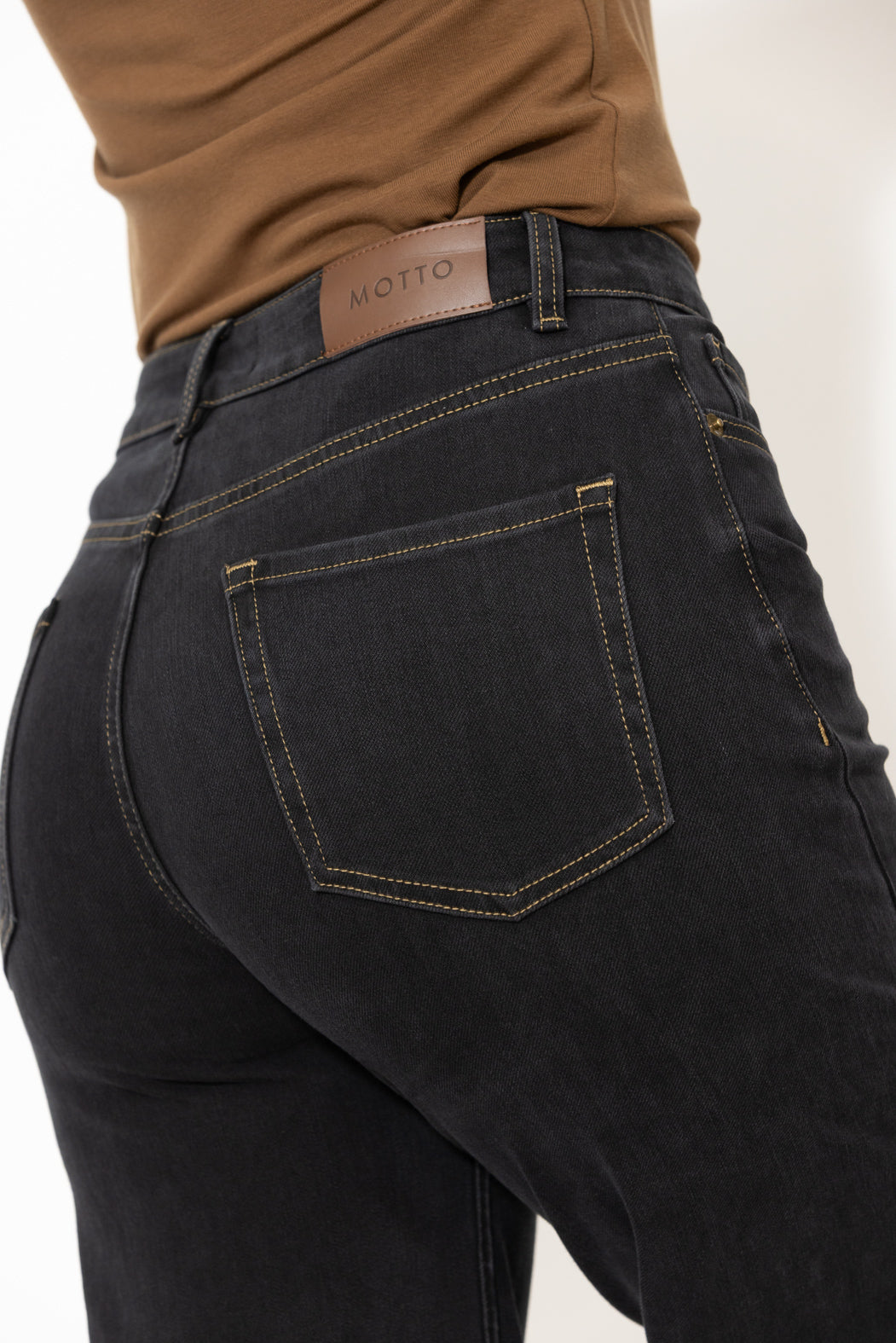 Black Button Front Jean