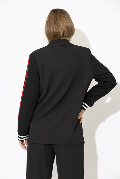 Black Euro Stripe Boyfriend Blazer