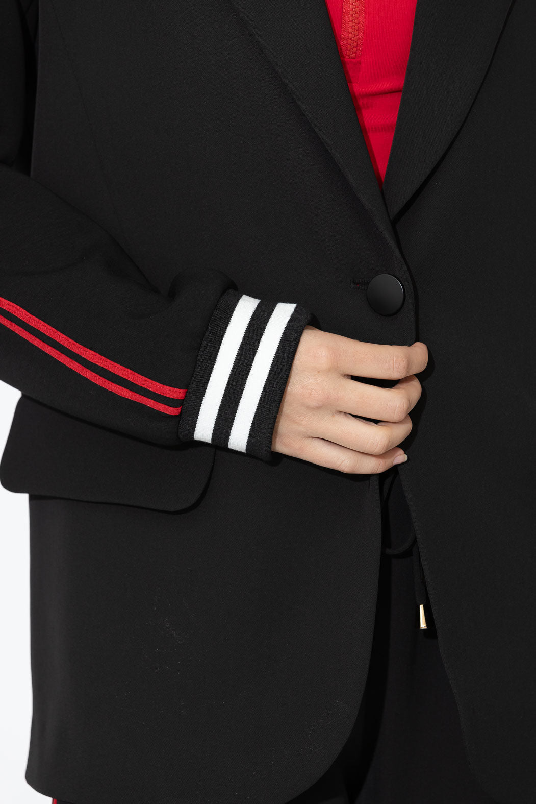 Black Euro Stripe Boyfriend Blazer