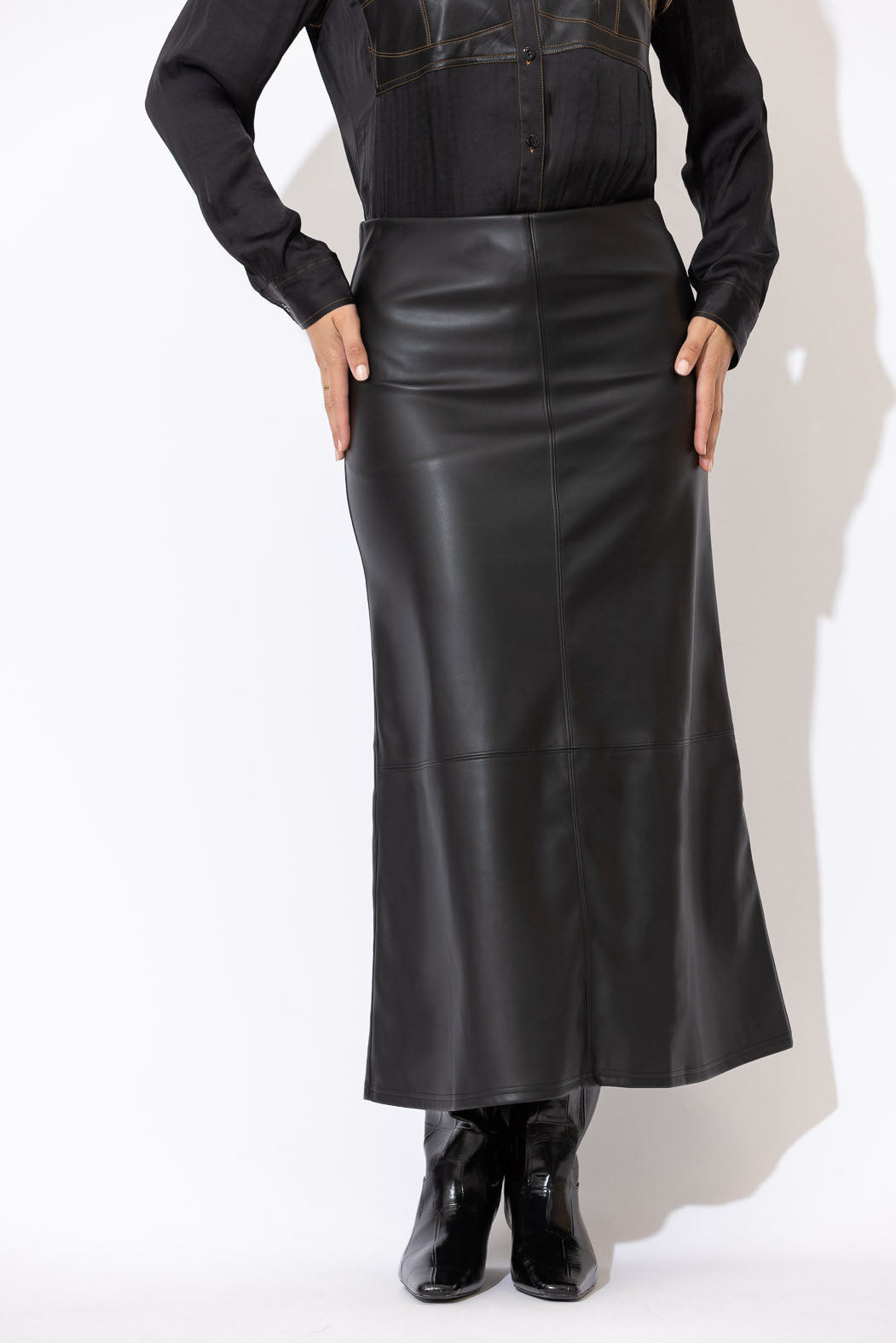 Black Faux Leather Skirt