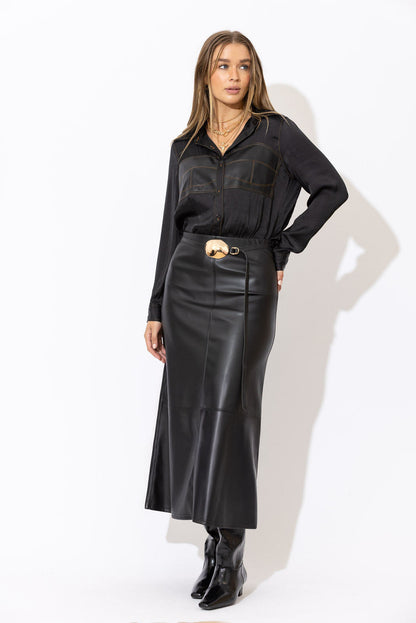 Black Faux Leather Skirt