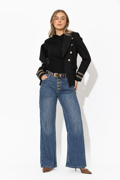 Black Ponte Sisca Military Blazer