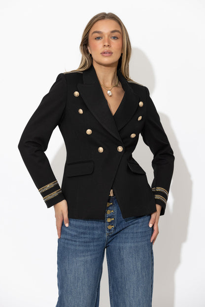 Black Ponte Sisca Military Blazer