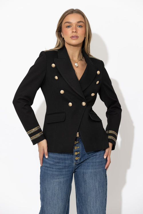 Black Ponte Sisca Military Blazer